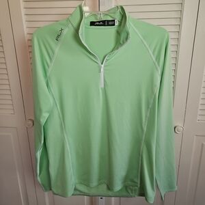 RLX Ralph Lauren Women's Stretch 1/4 Zip Golf Jersey Pullover Mint Green Medium